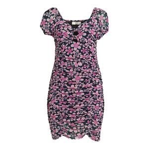 Madden NYC Mod Floral Bodycon Ruched Stretch Mesh Mini Dress Size Medium